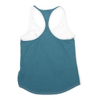 NIKE Mens White & Teal Racerback Vest M Cotton Blend Gym Fitness Activewear