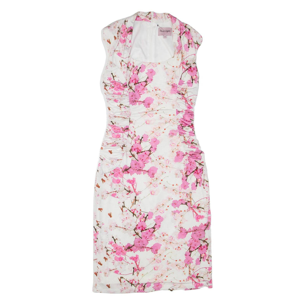 PHASE EIGHT Womens Bodycon Dress White Floral Sleeveless Midi S