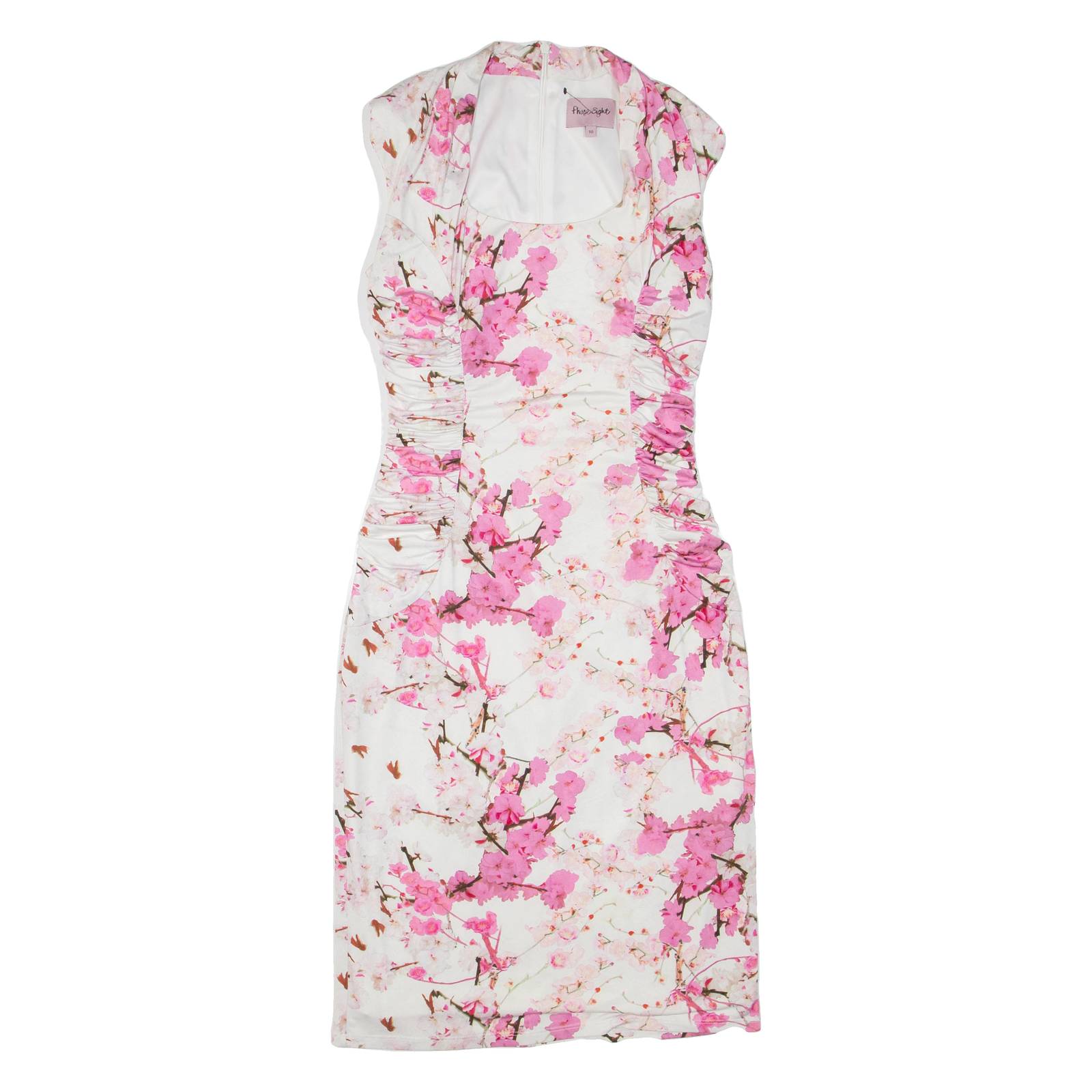 PHASE EIGHT Womens Bodycon Dress White Floral Sleeveless Midi S