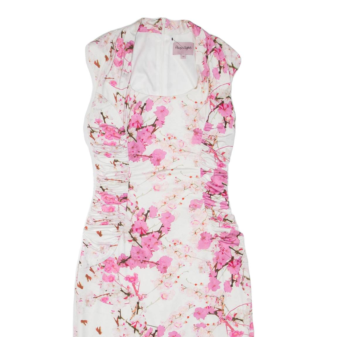 PHASE EIGHT Womens Bodycon Dress White Floral Sleeveless Midi S