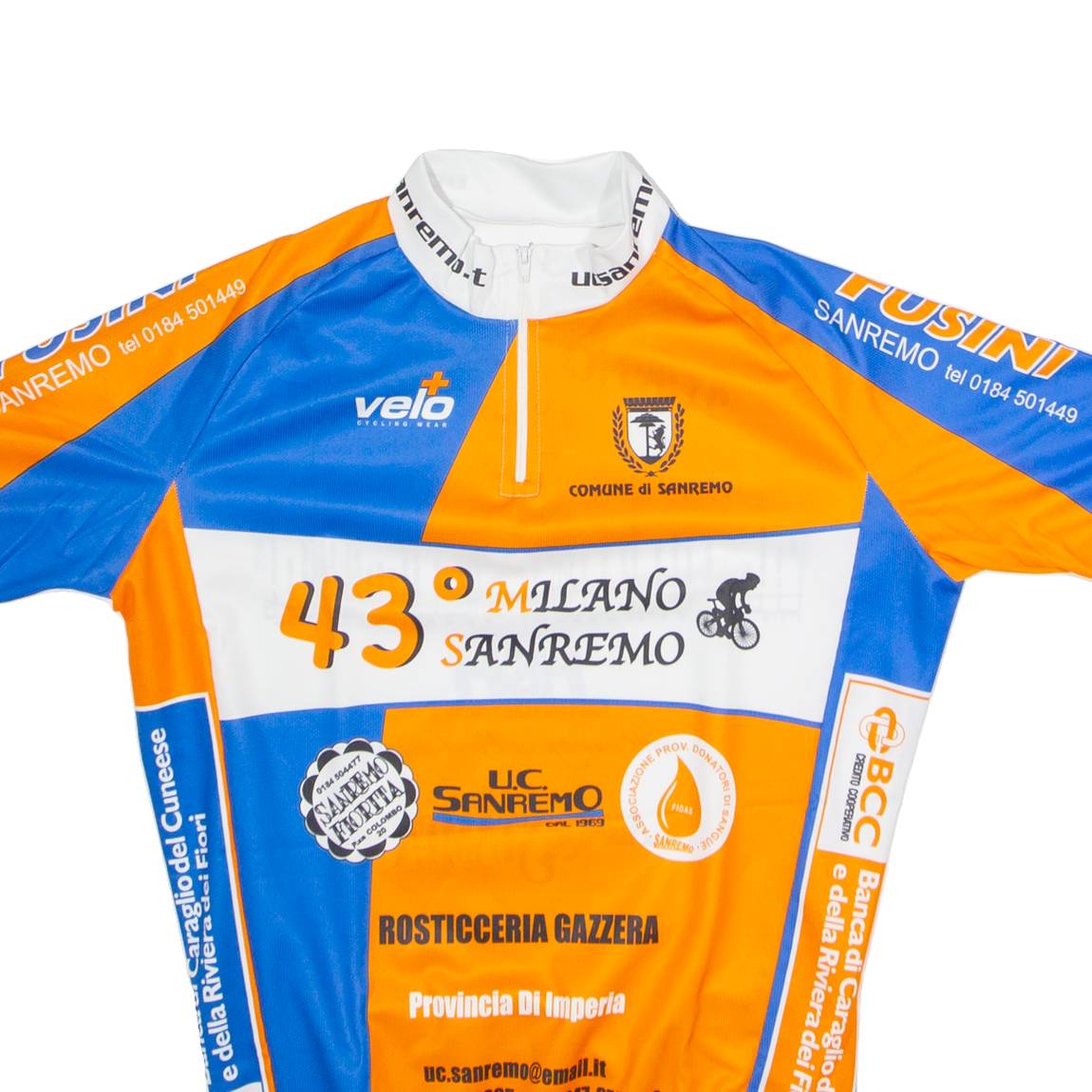VELO Cycling Mens Jersey Orange 1/4 Zip S