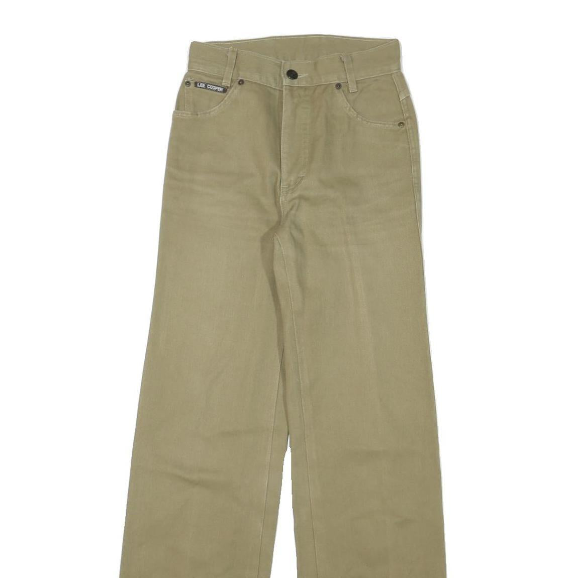 LEE COOPER Womens Cotton Blend Beige Regular Straight Trousers W24 L31