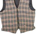 TEDDY'S Mens Beige & Black Reversible Jacket M Cotton Blend Check Zip Vest