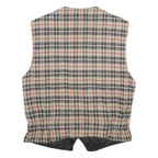 TEDDY'S Mens Beige & Black Reversible Jacket M Cotton Blend Check Zip Vest