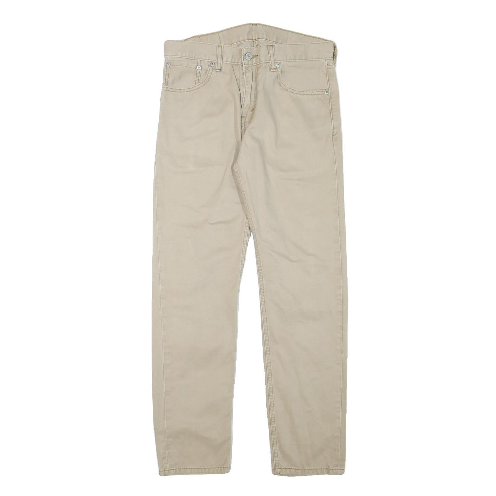 LEVI'S Mens Cotton Blend Beige Regular Fit Straight Leg Trousers W29 L28 Casual