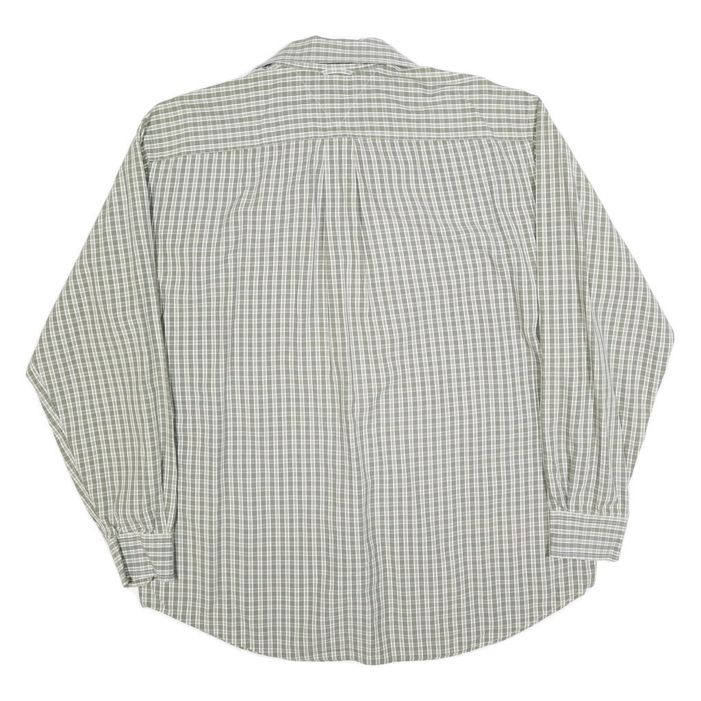 TOMMY HILFIGER Mens Green & White Checked Shirt L Classic Cotton Button Down