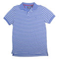 CHAPS Mens Blue & White Striped Short Sleeve Polo Shirt S Cotton Blend