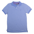 CHAPS Mens Blue & White Striped Short Sleeve Polo Shirt S Cotton Blend
