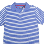 CHAPS Mens Blue & White Striped Short Sleeve Polo Shirt S Cotton Blend