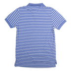 CHAPS Mens Blue & White Striped Short Sleeve Polo Shirt S Cotton Blend