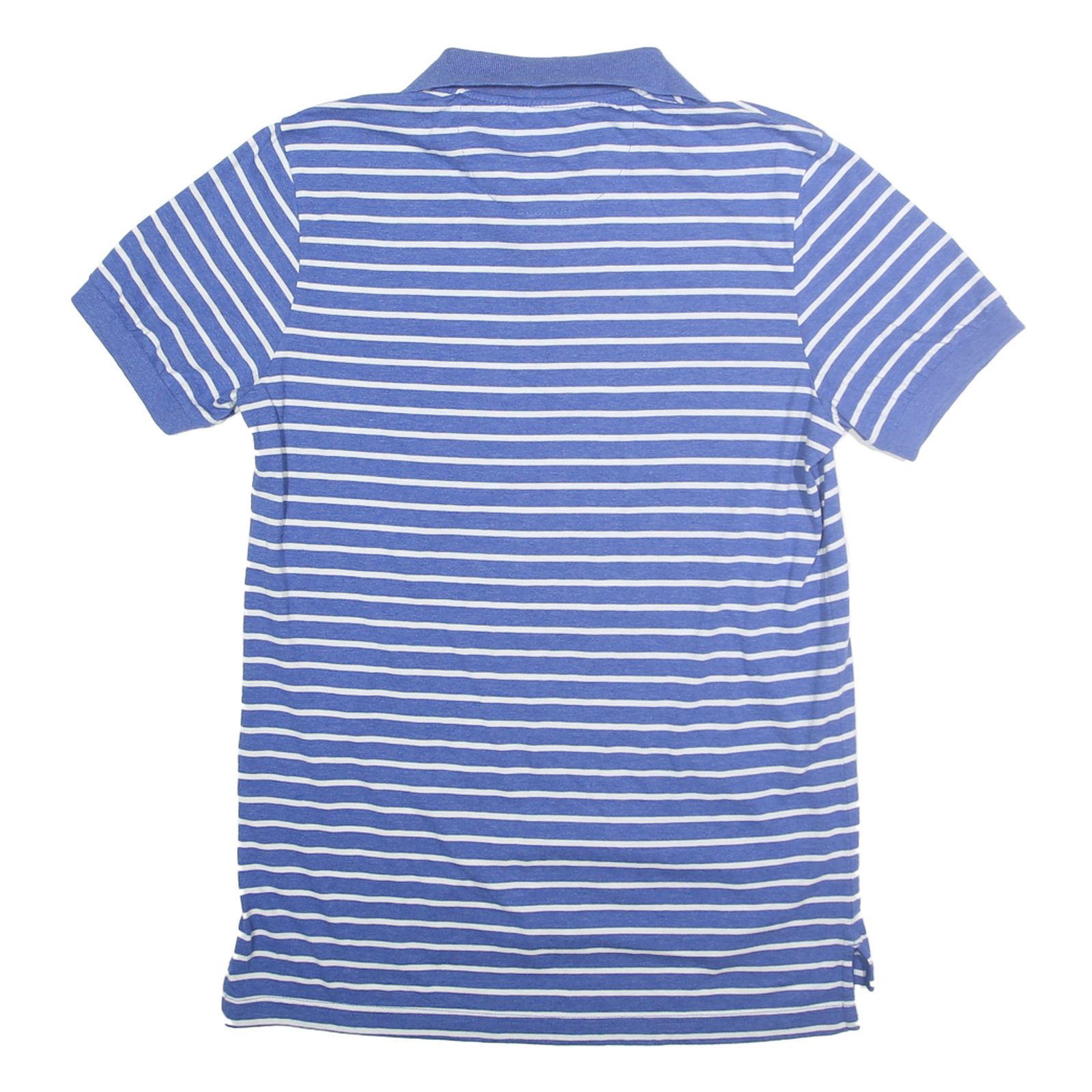 CHAPS Mens Blue & White Striped Short Sleeve Polo Shirt S Cotton Blend
