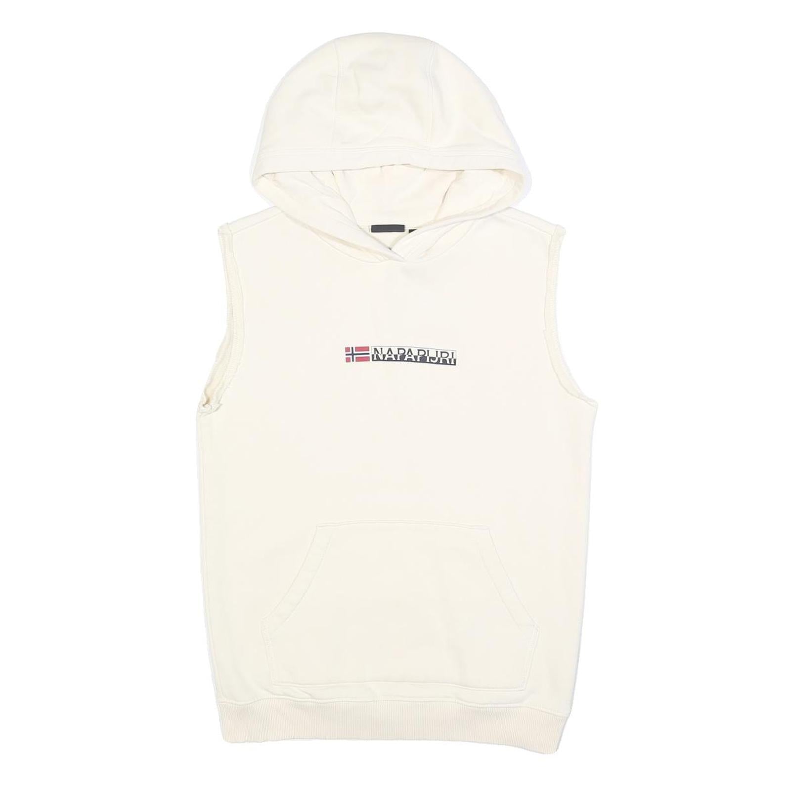 NAPAPIJRI Womens White Sleeveless Hoodie S Cotton Blend Casual Sleeveless Hooded