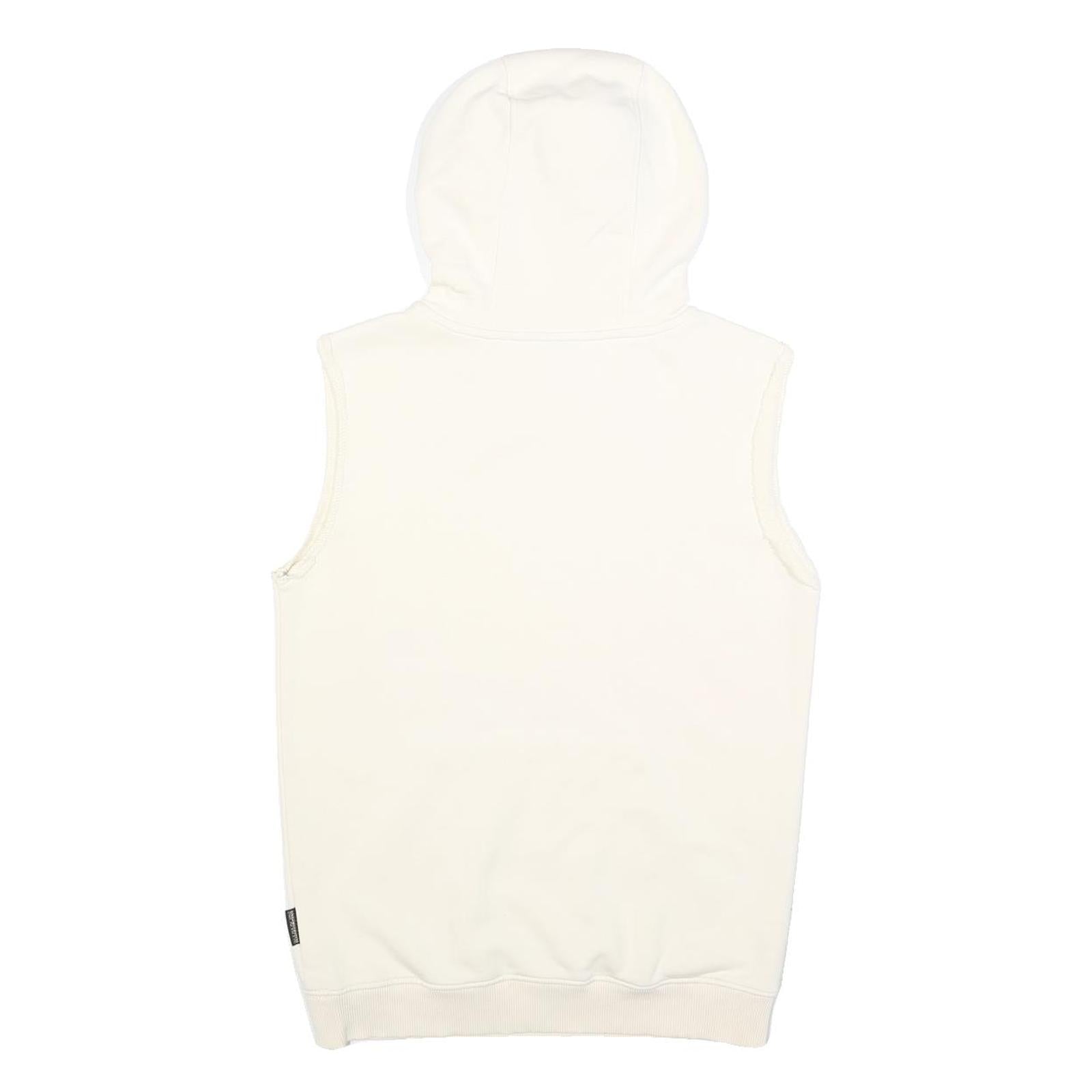 NAPAPIJRI Womens White Sleeveless Hoodie S Cotton Blend Casual Sleeveless Hooded