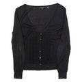 TED BAKER Womens Cardigan Black V-Neck Tight Knit S