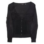 TED BAKER Womens Cardigan Black V-Neck Tight Knit S