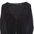 TED BAKER Womens Cardigan Black V-Neck Tight Knit S