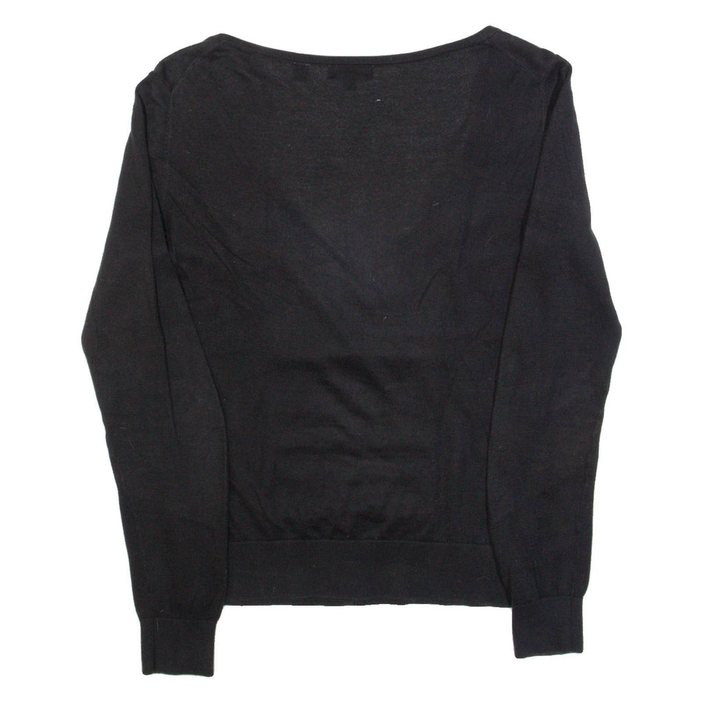 TED BAKER Womens Cardigan Black V-Neck Tight Knit S