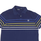 CHAPS Mens Blue Yellow & White Striped Short Sleeve Polo Shirt 2XL Cotton Blend