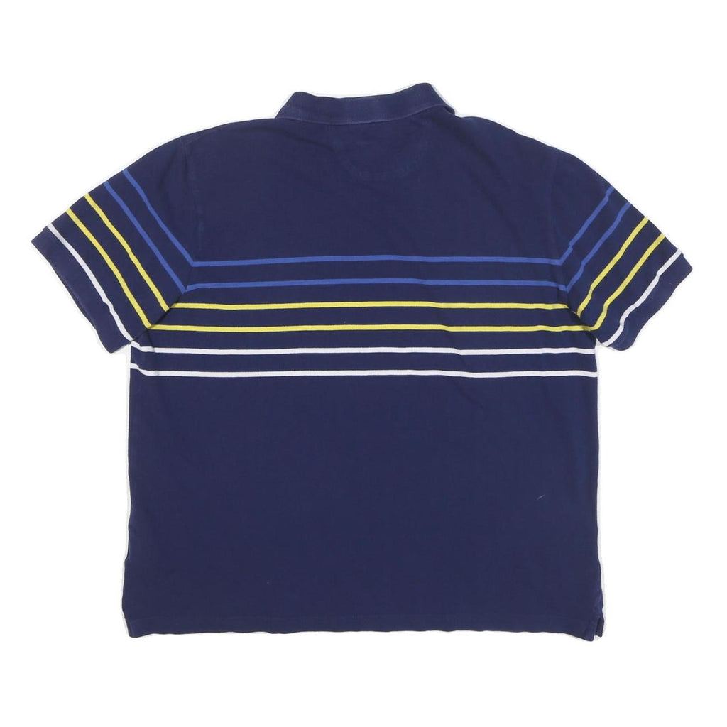 CHAPS Mens Blue Yellow & White Striped Short Sleeve Polo Shirt 2XL Cotton Blend