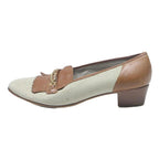 ALEXANDRIA Womens Classic Leather Low Heel Shoes Beige & Brown UK 6 Comfortable