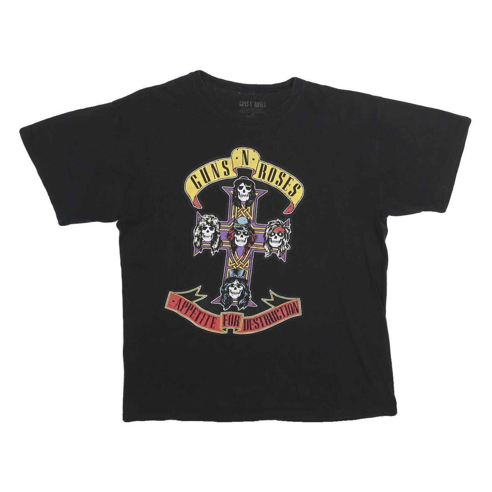 GUNS'N'ROSES Mens Black Appetite For Destruction Graphic T-Shirt L Short Sleeve