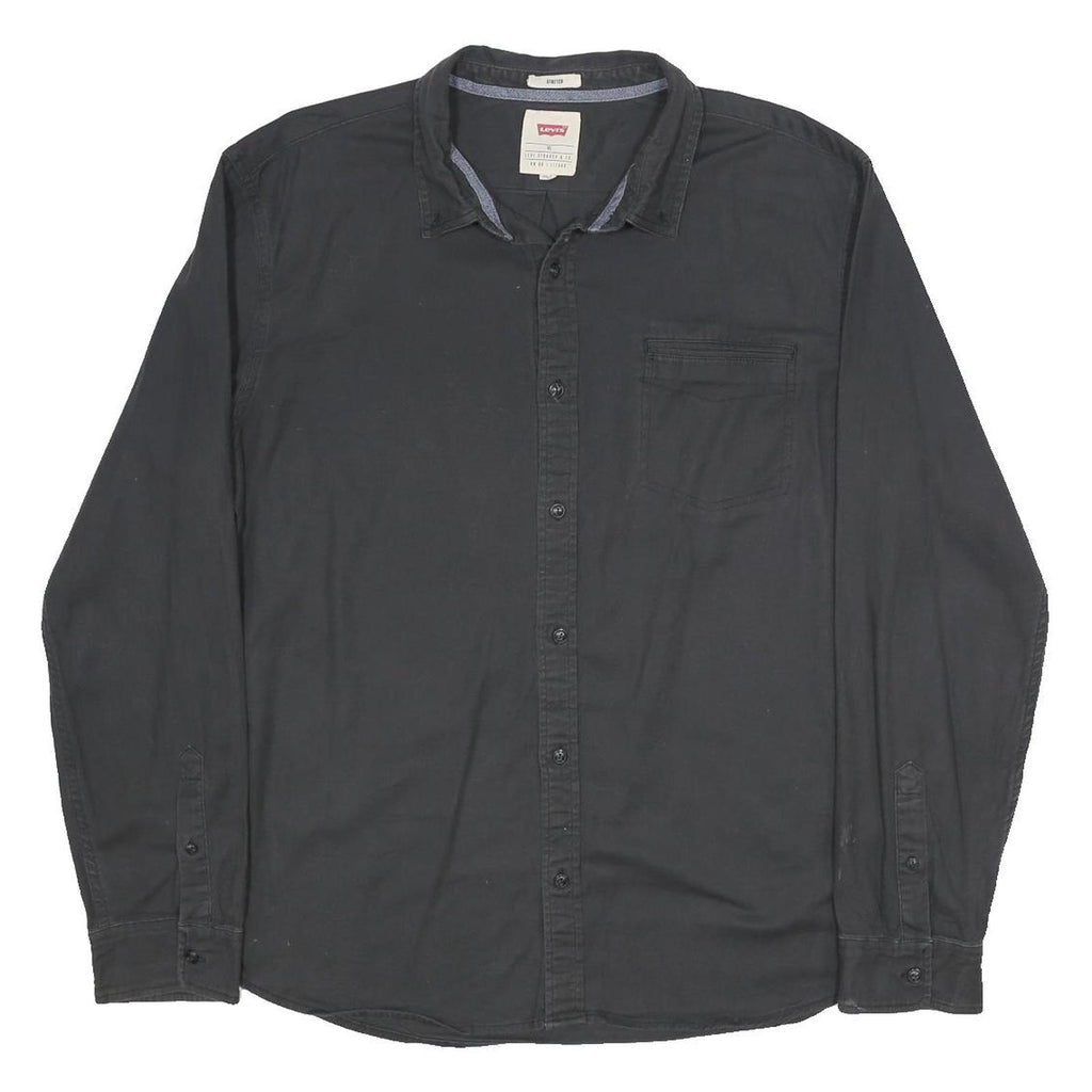 LEVI'S Mens Black Cotton Blend Shirt XL Casual Button Front Long Sleeve