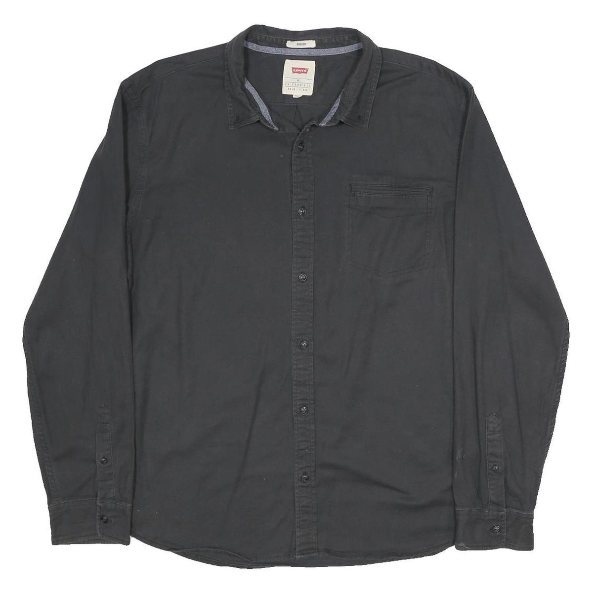LEVI'S Mens Black Cotton Blend Shirt XL Casual Button Front Long Sleeve