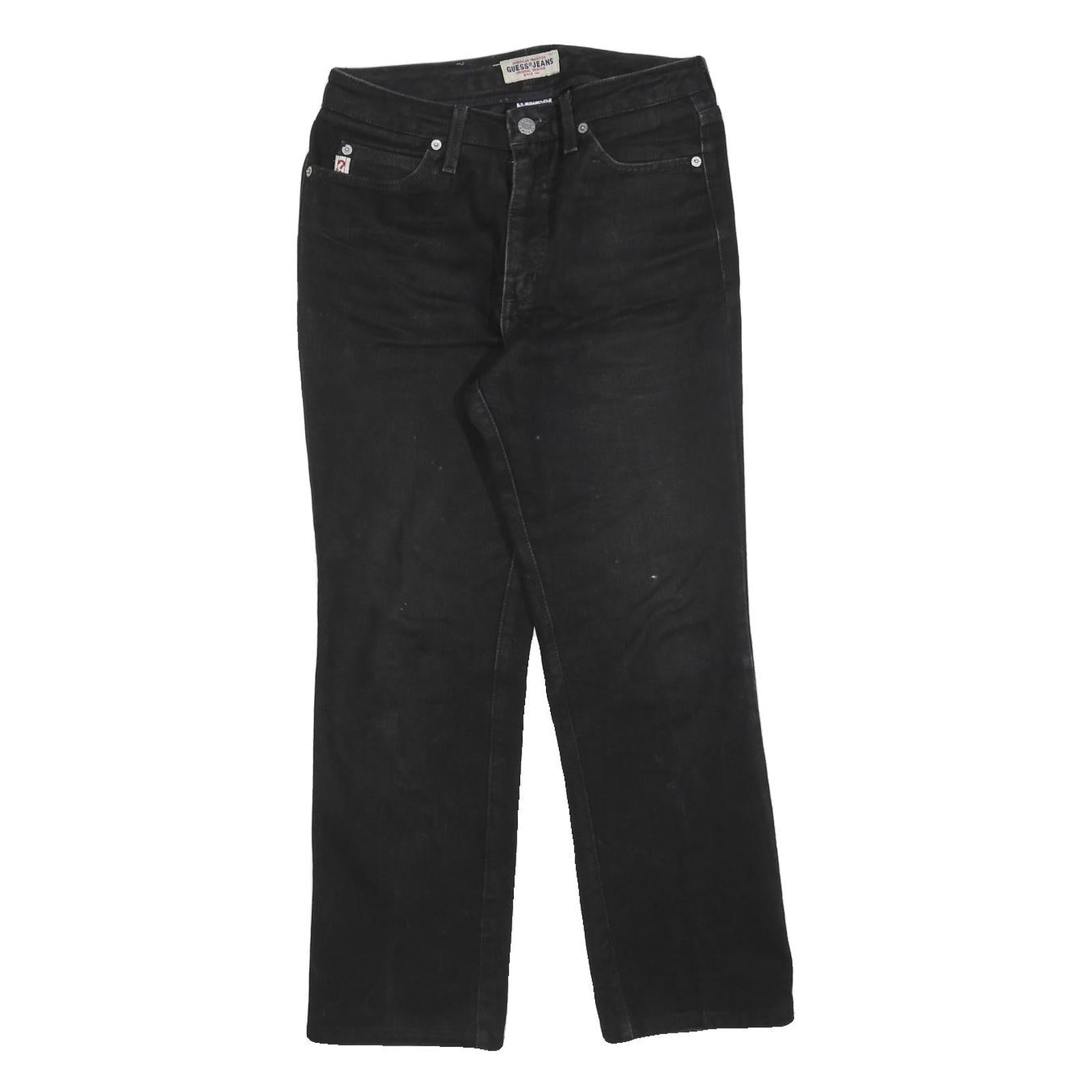 GUESS Womens Regular Black Denim Jeans W28 L28 Classic Zip Cotton Blend