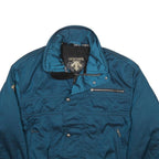DESCENTE Mens Blue Polyester Blend Zip Jacket M Plain Outdoor Casual Warm