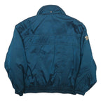 DESCENTE Mens Blue Polyester Blend Zip Jacket M Plain Outdoor Casual Warm
