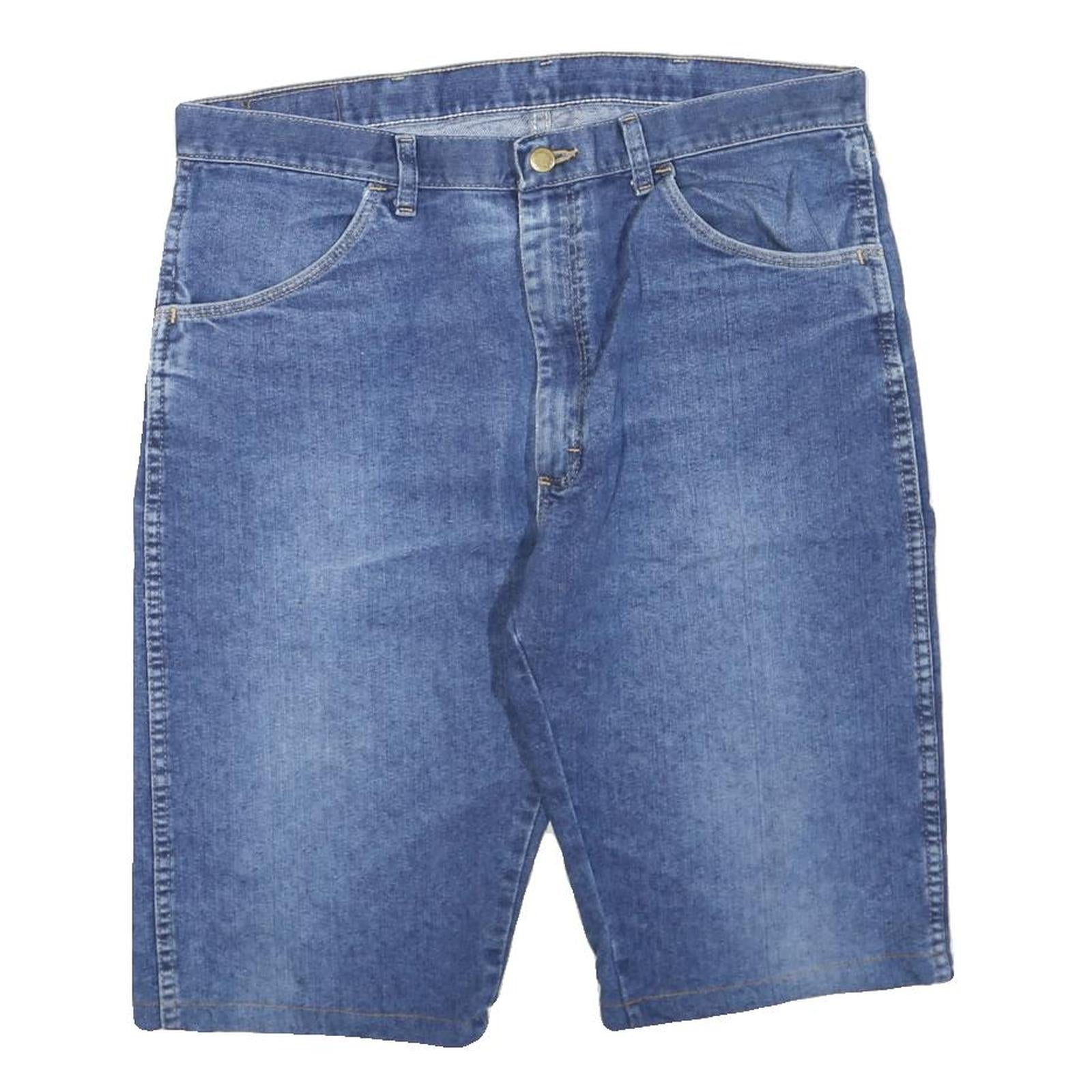 WRANGLER Mens Blue Denim Shorts L W38 Casual Cotton Blend Button Closure