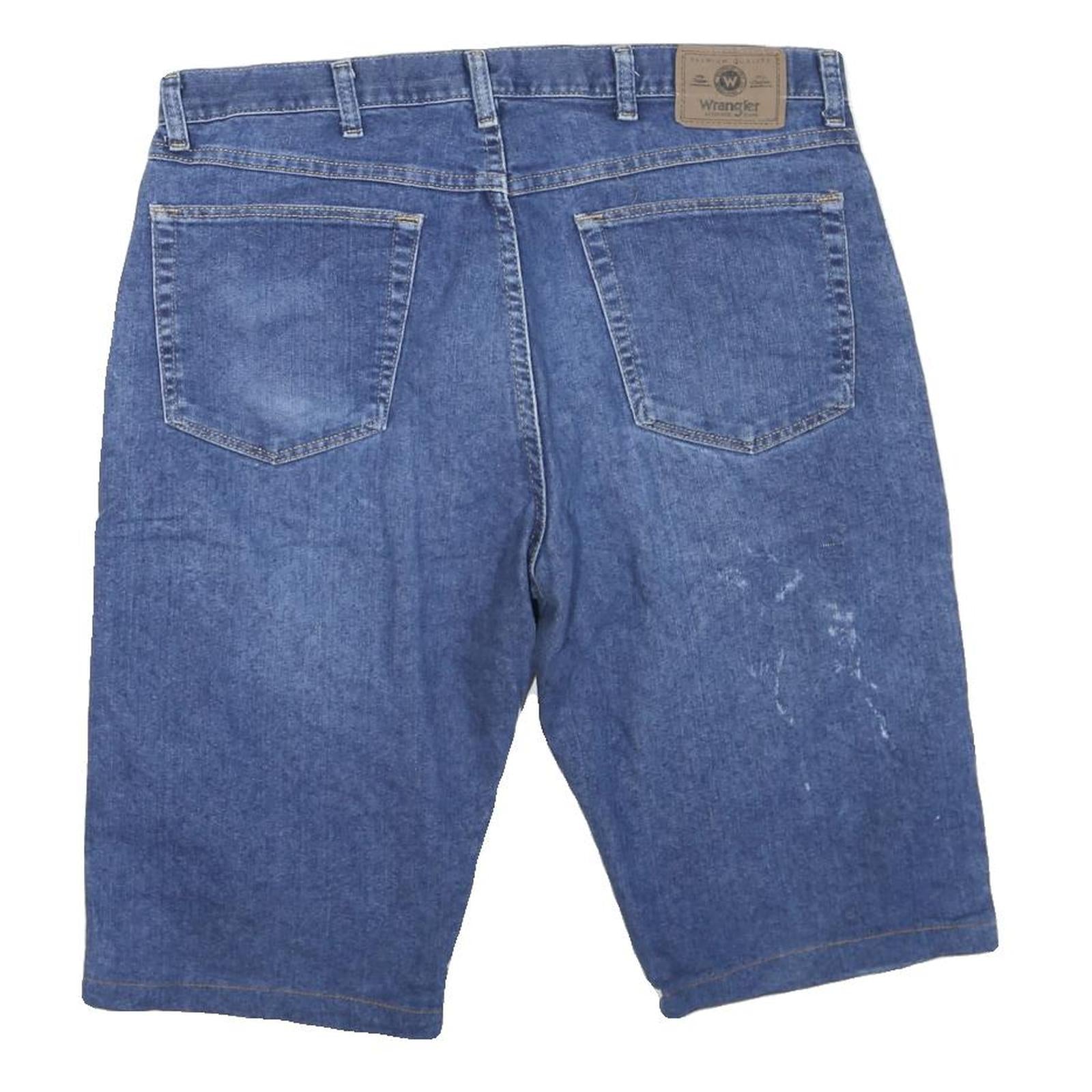 WRANGLER Mens Blue Denim Shorts L W38 Casual Cotton Blend Button Closure