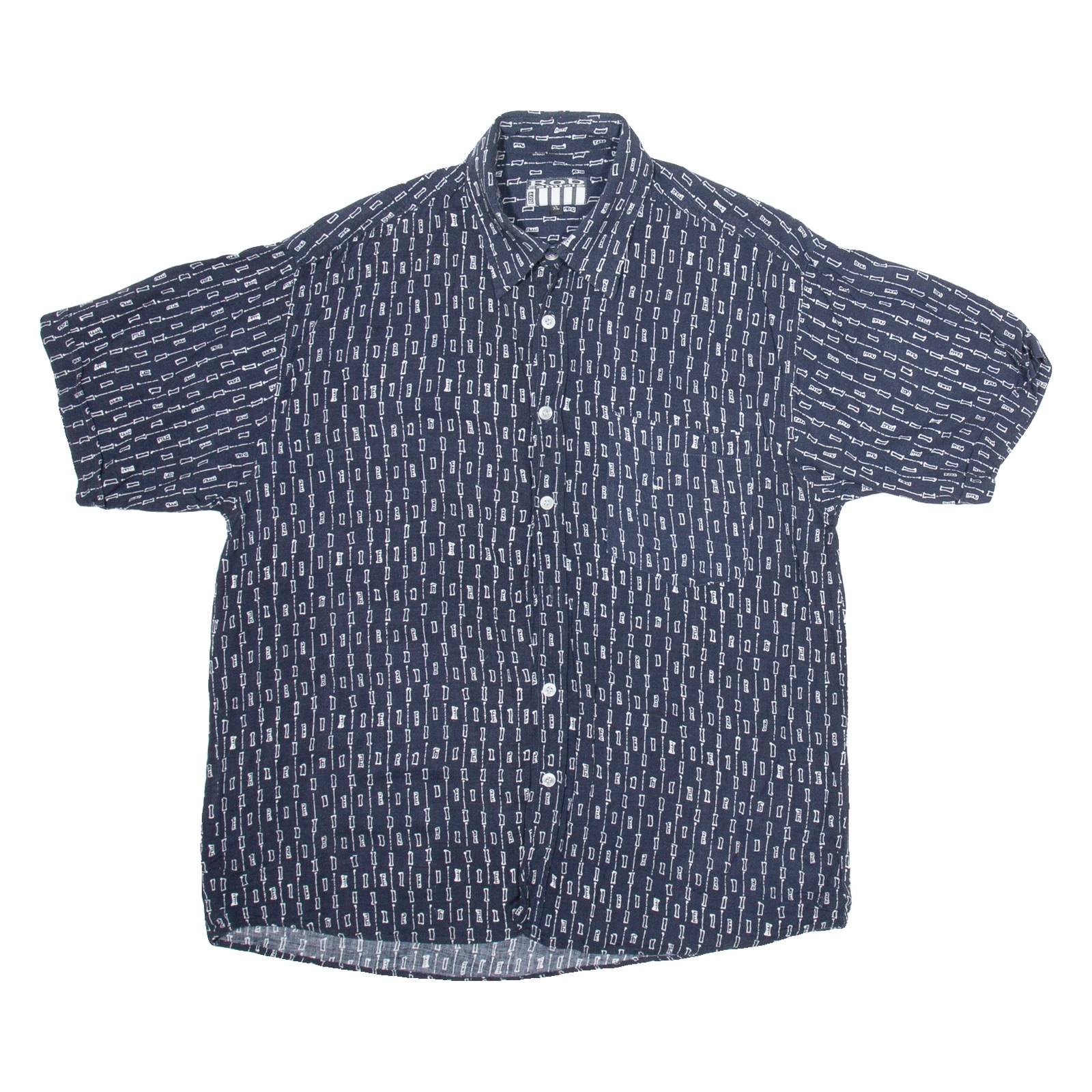 ROB CAMICIE Mens Shirt Blue Geometric XL