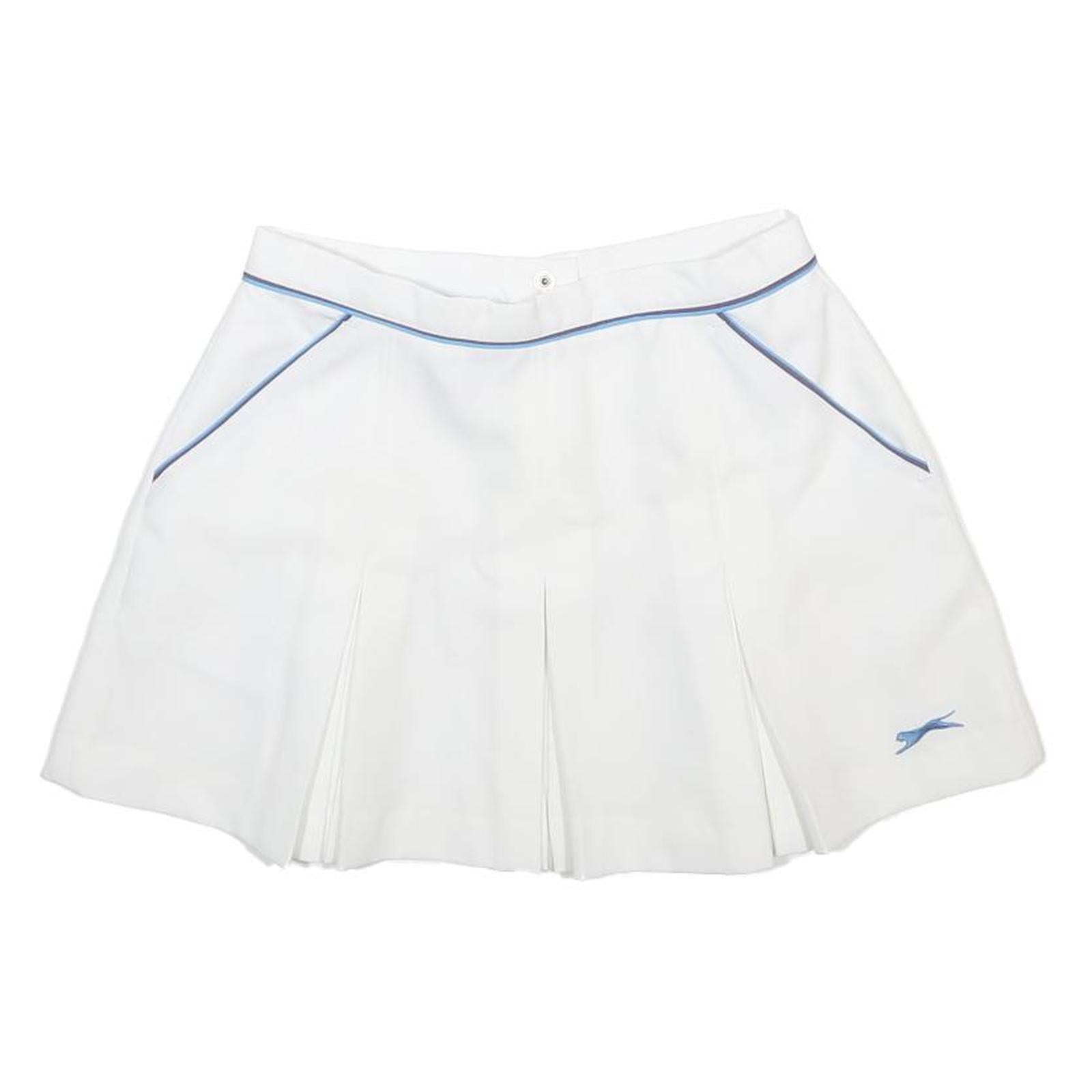 SLAZENGER Womens White & Blue Pleated Mini Polyester Skirt Size S Sports Tennis