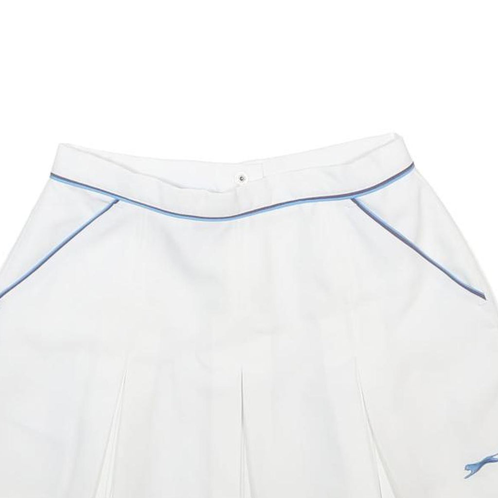 SLAZENGER Womens White & Blue Pleated Mini Polyester Skirt Size S Sports Tennis