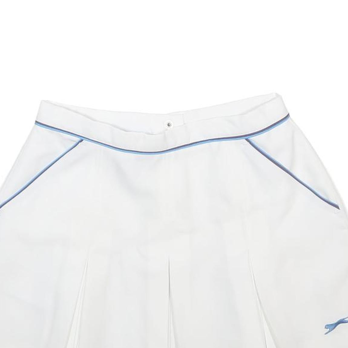 SLAZENGER Womens White & Blue Pleated Mini Polyester Skirt Size S Sports Tennis