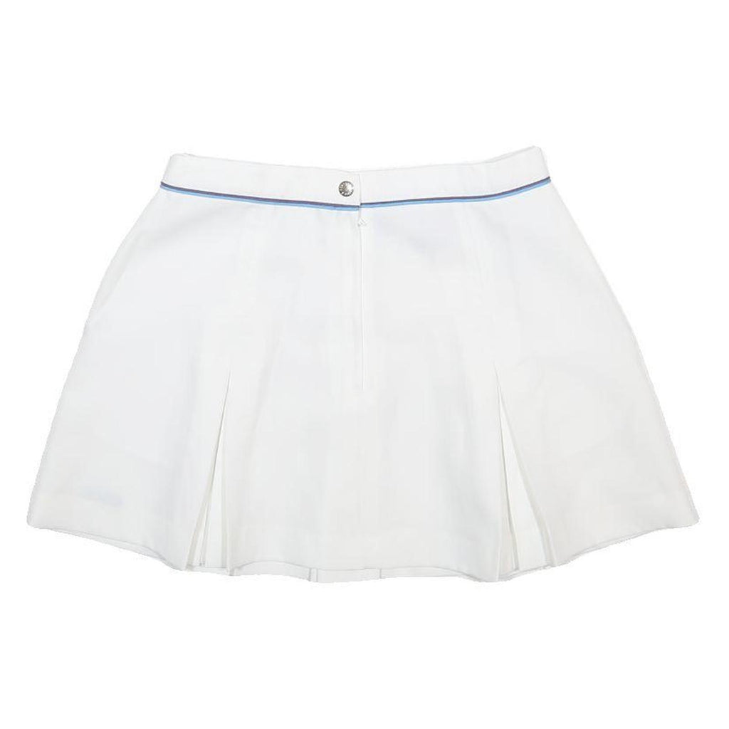 SLAZENGER Womens White & Blue Pleated Mini Polyester Skirt Size S Sports Tennis