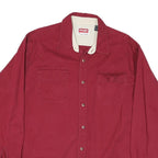 WRANGLER Mens Red Cotton Blend Shirt L Casual Button-Up Chest Pockets