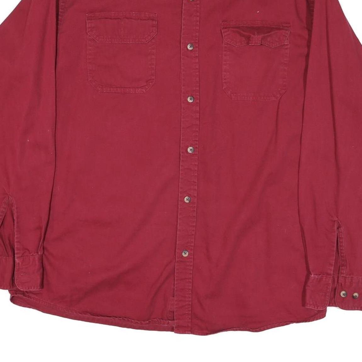 WRANGLER Mens Red Cotton Blend Shirt L Casual Button-Up Chest Pockets