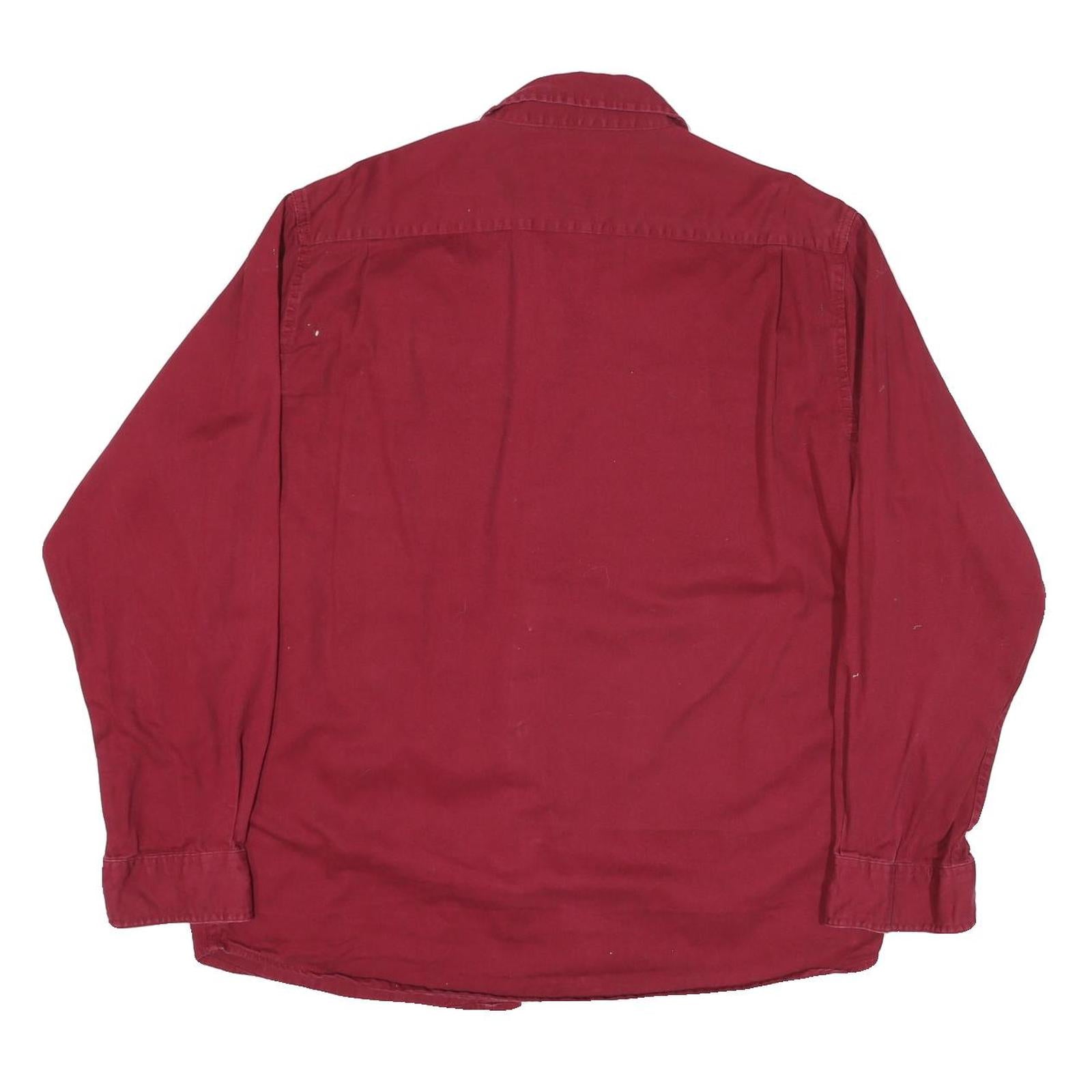 WRANGLER Mens Red Cotton Blend Shirt L Casual Button-Up Chest Pockets