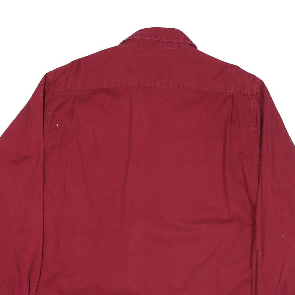 WRANGLER Mens Red Cotton Blend Shirt L Casual Button-Up Chest Pockets