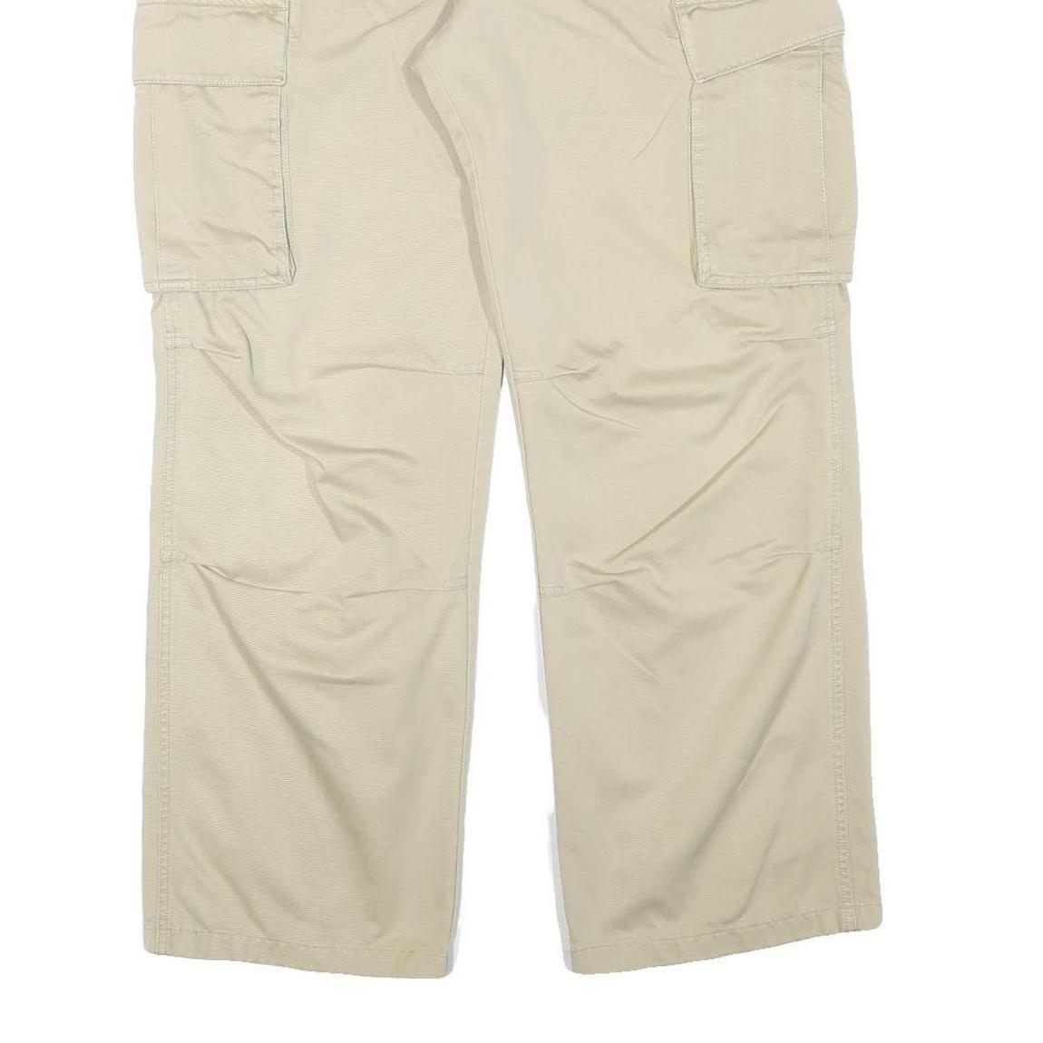 TOM TAILOR Mens Cotton Blend Beige Relaxed Cargo Trousers W36 L29 Casual Utility