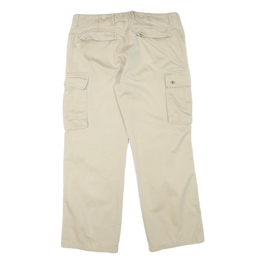 TOM TAILOR Mens Cotton Blend Beige Relaxed Cargo Trousers W36 L29 Casual Utility
