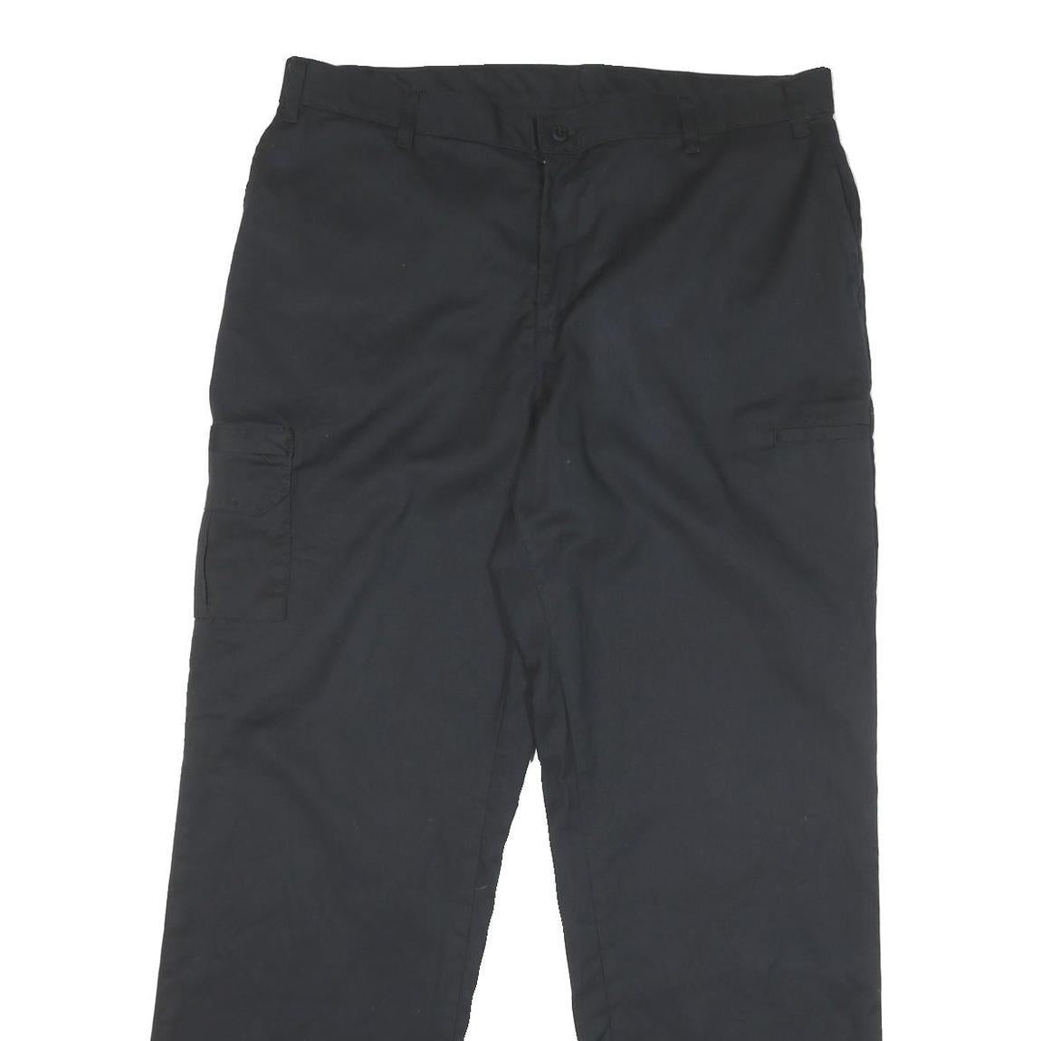 DICKIES Mens Cotton Blend Black Relaxed Straight Trousers W38 L31 Workwear