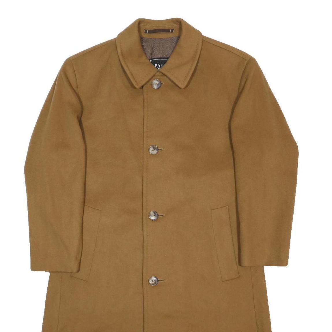 PAUL KEHL Womens Camel Cashmere Button Coat L Woven Classic Elegant Outerwear