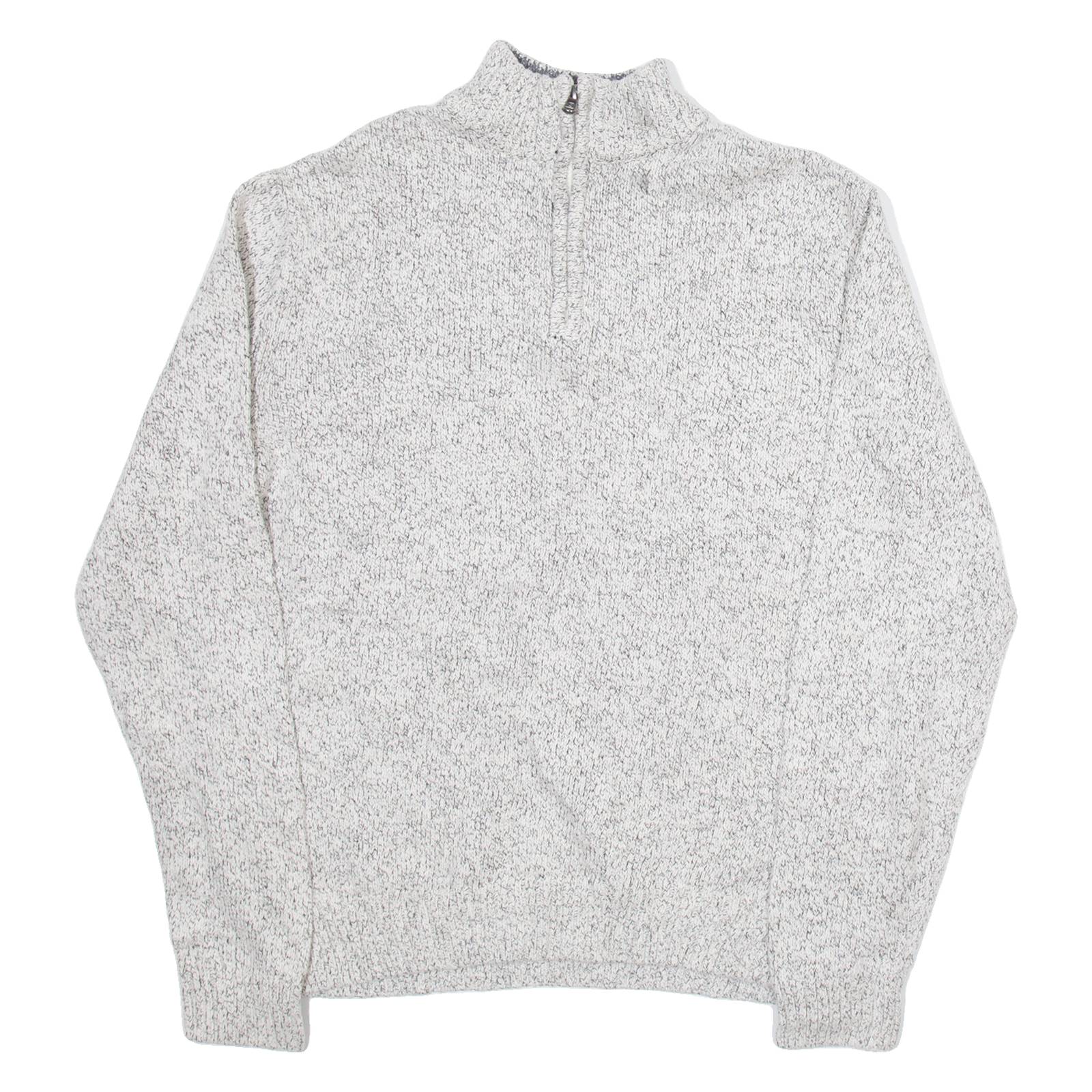 CHAPS Mens Jumper White 1/4 Zip Tight Knit M