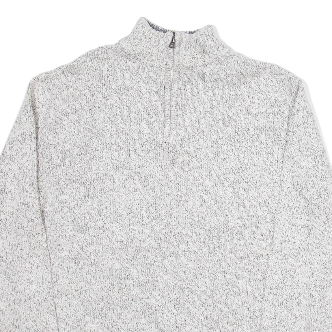 CHAPS Mens Jumper White 1/4 Zip Tight Knit M