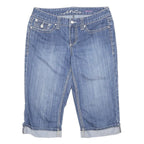 INC DENIM Capri Womens Blue Denim Casual Shorts M W30 Rolled Hem Pockets