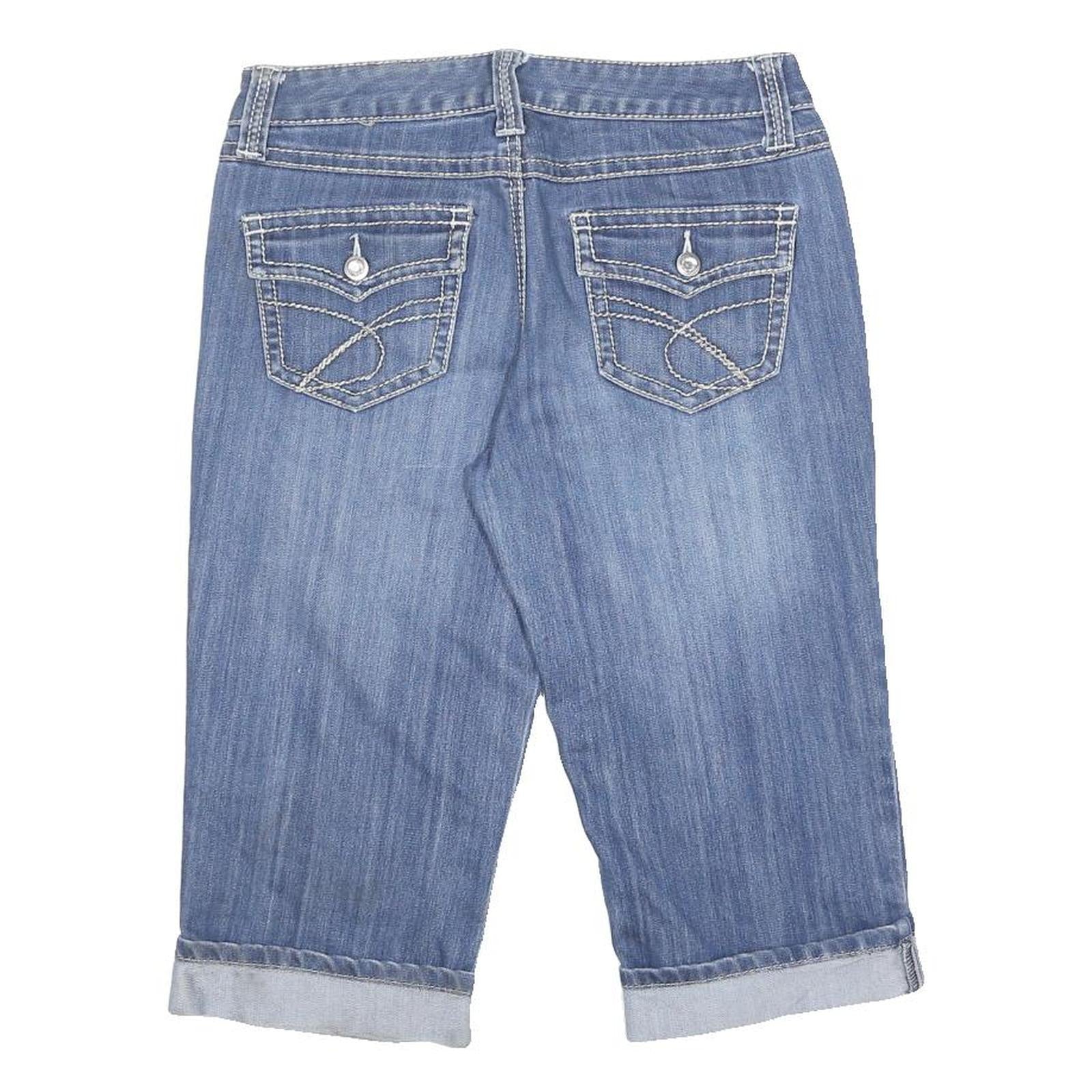 INC DENIM Capri Womens Blue Denim Casual Shorts M W30 Rolled Hem Pockets