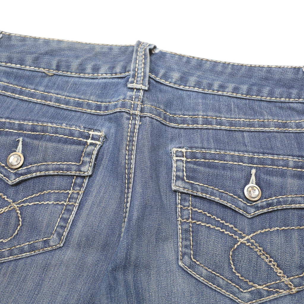 INC DENIM Capri Womens Blue Denim Casual Shorts M W30 Rolled Hem Pockets